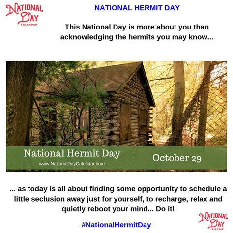 National Hermit Day October 29 National National Day Calendar