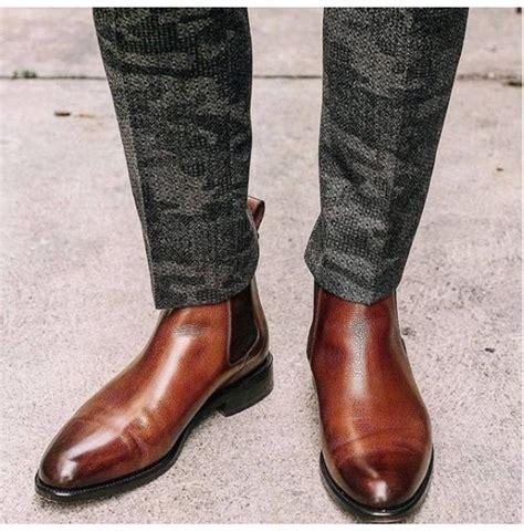 Suede and leather chelsea boots look great with your favorite work clothes. Handmade Men Brown Chelsea Round Toe Dress Boots, Real ...