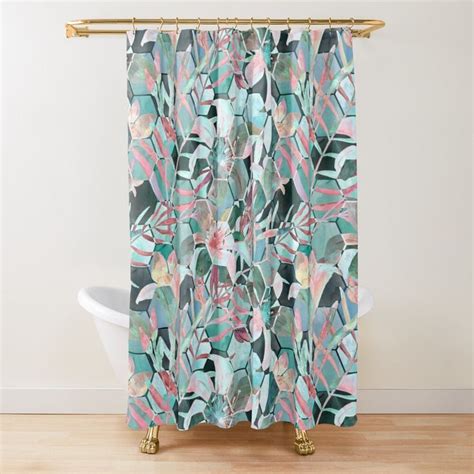 Floral Geometric Abstraction Shower Curtain By Marinaklykva Tubs