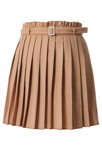 Khaki Pleated Skirt With Belt Style Fashion Pretty Outfits