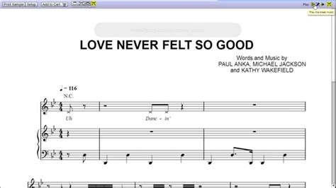 Love Never Felt So Good By Michael Jackson Piano Sheet Music Teaser