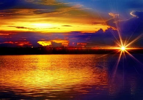 Gold Sunset Orange Ocean Sunset Sky Clouds Gold Water Bright