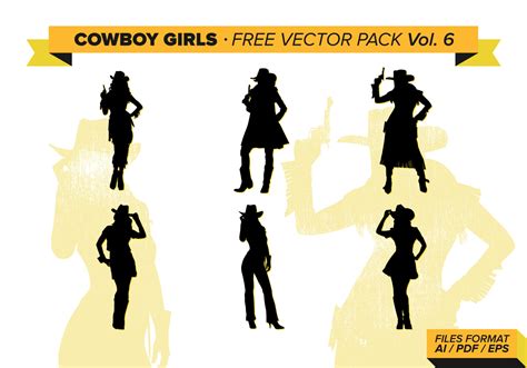 Cowboy Girls Silhouette Free Vector Pack Vol 6 Download Free Vector