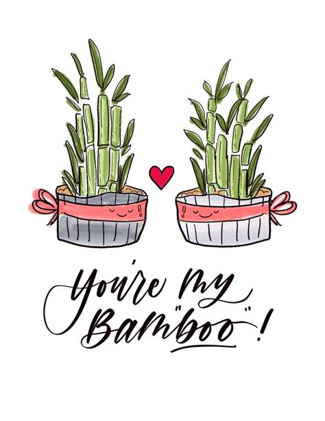 Youre My Bamboo Plant Pun Cards Valentines And Love Etsy