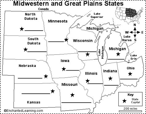 Label Midwestern Us State Capitals Printout States And Capitals