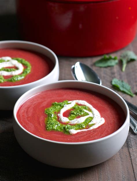 Chilled Tomato Beet Soup With Pesto Turnip The Oven