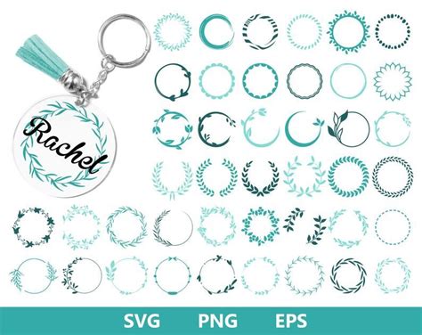 Wreath Keychain SVG Key Ring Pattern SVG Floral Kay Ring | Etsy