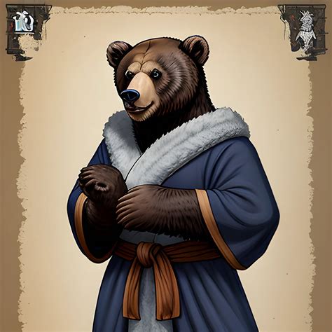 Fluffy Brown Bear Wearing Dark Blue Monk Robe Dnd Artstyle Arthub Ai