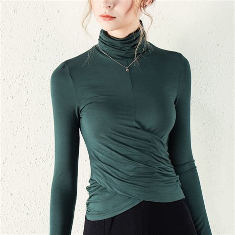 2018 Autumn Long Sleeve Turtleneck Body T Shirts Women Sexy Slim Body T