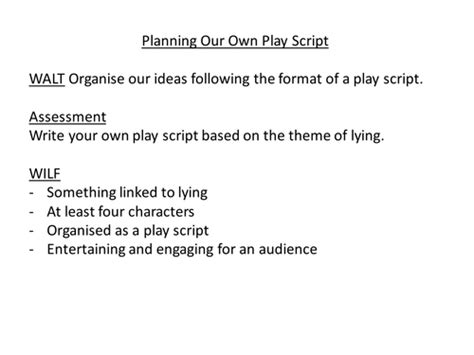 Planning A Play Script Teaching Resources
