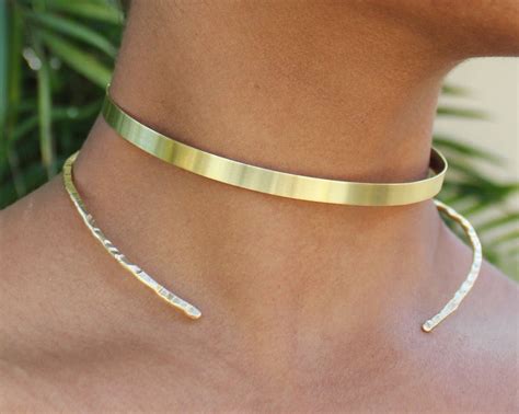 Hammered Gold Choker Set Chokers Etsy