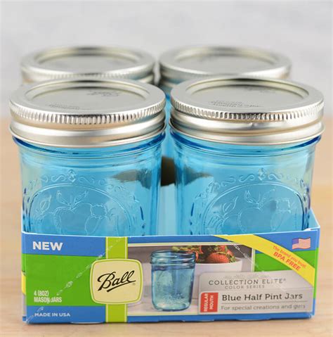 Mason Jars 8 Oz Regular Mouth Jars Set Of 4 Blue Elite Collection