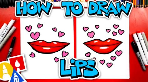 How To Draw A Valentines Day Kissing Lips Art For Kids Hub