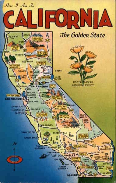 1930s antique animated california state map blue cartoon map of california wall art housewarming gift for anniversary wedding birthday 11280. California - The Golden State Maps | California map, State ...