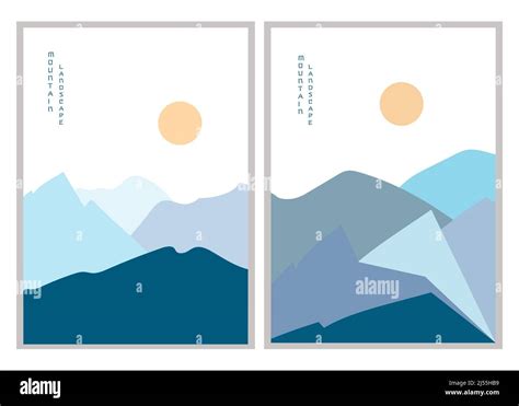 Abstract Mountain Landscape Poster Vector Illustration Posters Stock