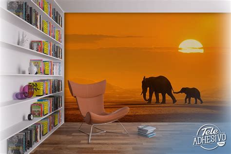 Wall Mural Mother And Elephant Calf