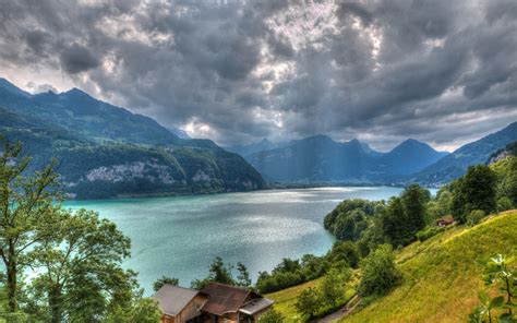 Walensee Lake Alps Switzerland Scenery Hd Wallpaper Visualização