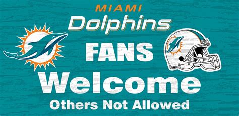 Miami Dolphins Wood Sign Fans Welcome 12x6 Miami Dolphins Nfl Fans