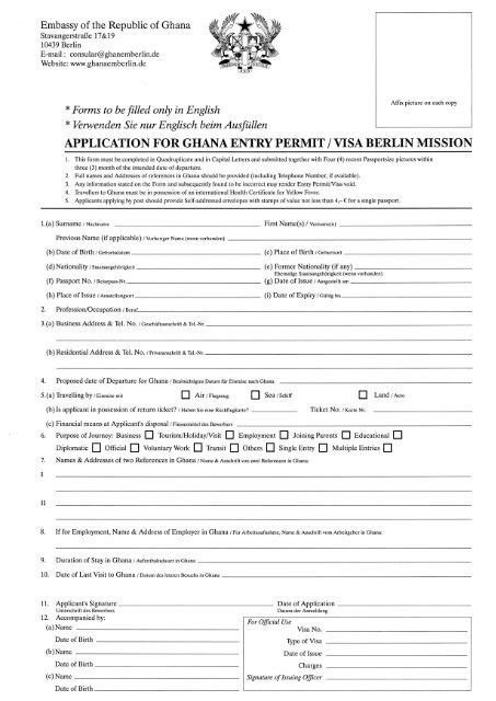 Application For Ghana Entry Permit Visa Berlin Mission Ves Visa