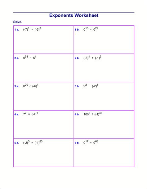 Laws Of Exponent Worksheets