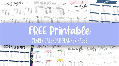 Yearly Calendar Planner Pages Free 2023 Pages Printabulls