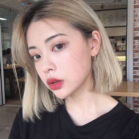 Ulzzang Makeup Kbeauty Blonde Asian Hair Blonde Hair With Bangs