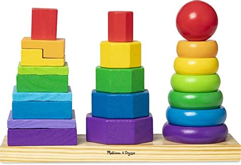 Melissa And Doug Geometric Stacker Wooden Educational Toy Wooden