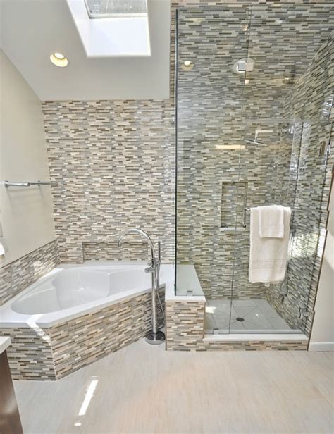 Depending on your needs, you can get a standard, whirlpool or a combo corner tub. Master Bathroom - Shower and Corner Tub - Contemporary ...