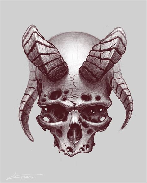 Creepy Skull Sketch Szkice Rysunki Rysunek