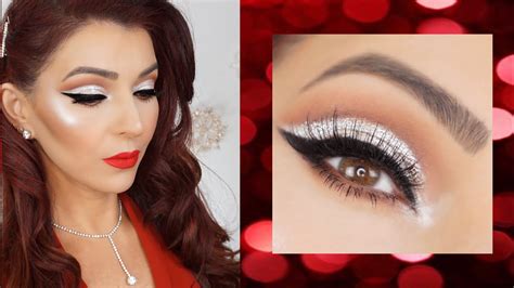 Holiday Glam Makeup Tutorial Cut Crease And Red Lip Youtube
