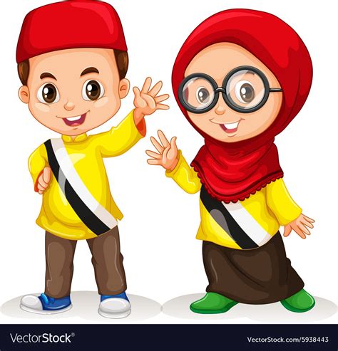 Boy And Girl From Brunei Royalty Free Vector Image