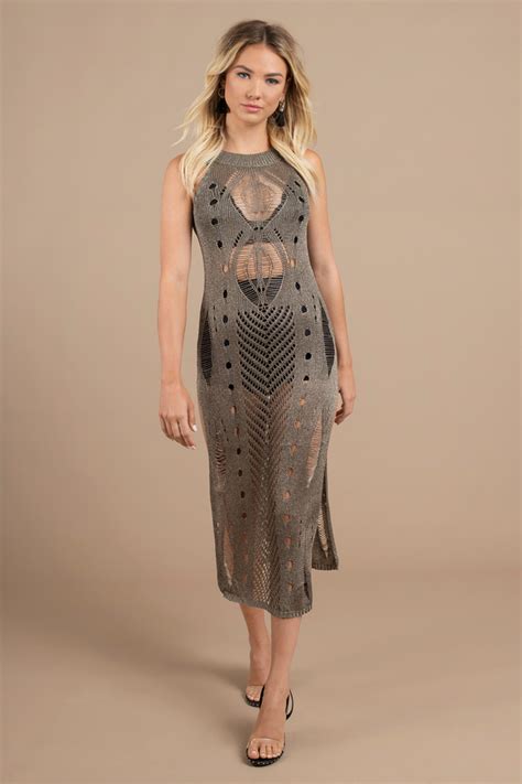 See Through You Silver Midi Dress 26 Tobi Us