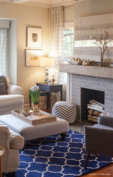 Cream And Navy Living Room