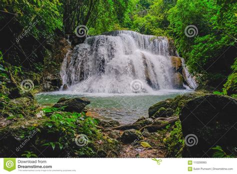Huai Mae Kamin Waterfall In Kanchanaburi Thailand Stock Image Image