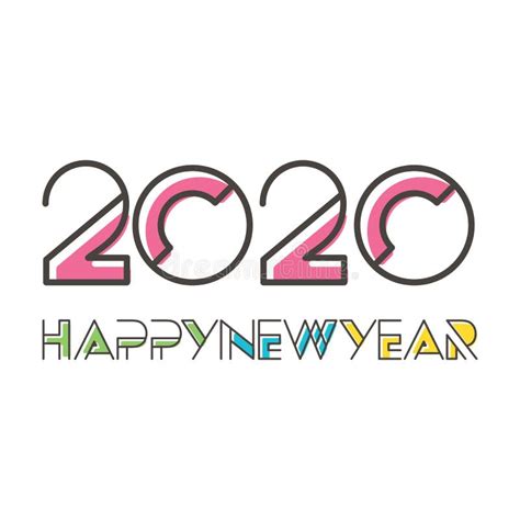 Happy New Year 2020 Typography Vector Poster Design Illustration Stock