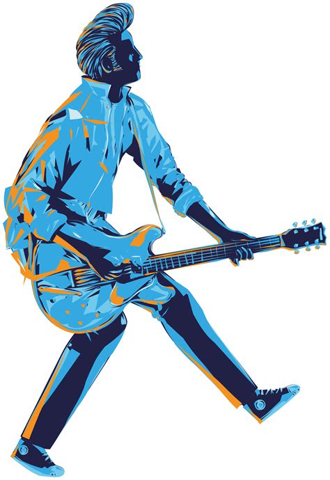 Illustration Rockstar Guitarist Rock N Roll Decal Tenstickers