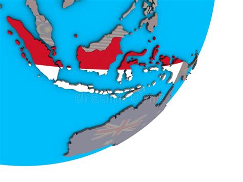Mapa De Indonesia Con La Bandera En El Globo Stock De Ilustración