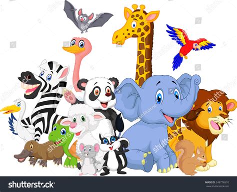 Cartoon Wild Animals Background Stock Vector Illustration 248776510