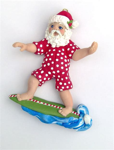 Surfing Santa Ornament Etsy