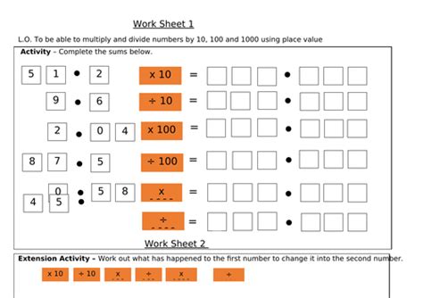 Dividing And Multiplying By 10 100 And 1000 Teaching Resources