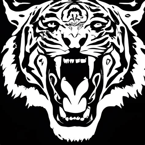 Roaring Tiger Face Stencil Ultra Hd · Creative Fabrica