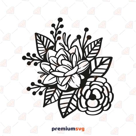 Art And Collectibles Drawing And Illustration Flower Silhouette Flower Svg