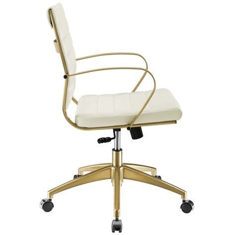 Jive Gold Stainless Steel Midback Office Chair Gold White By Modway