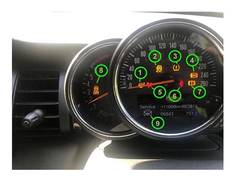 Dashboard Warning Lights On A Current Model Mini Cooper S Car