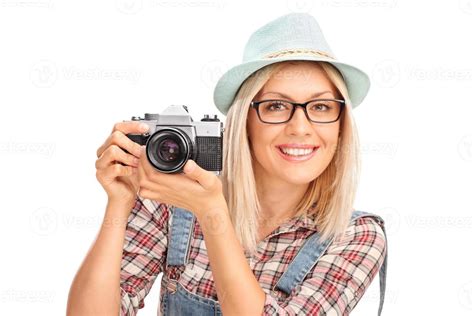 Female Photographer Holding A Camera 754022 Stock Photo At Vecteezy