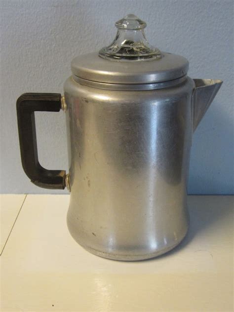 50s Vintage Aluminum Stove Top Coffee Percolator By Franknee