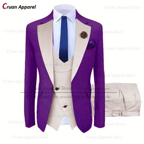 20 Colors New Luxury Purple Wedding Suit Men Set Slim Fit Best Man