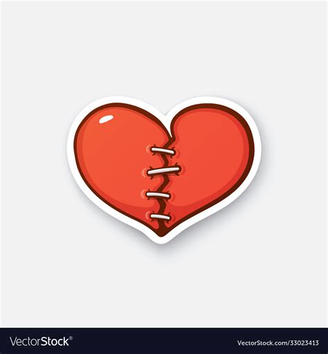 Sticker Broken Heart Royalty Free Vector Image