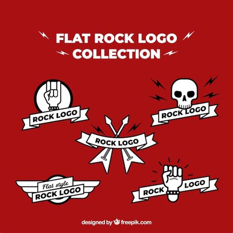 Free Vector Rock Logos Collection In Flat Style