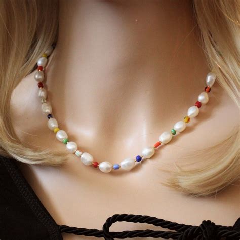 Baroque Pearl Rainbow Beaded Necklace Beaded Necklace Beautiful